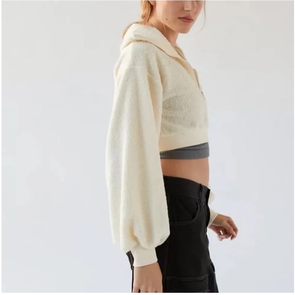 Urban Outfitters | BDG New Leaf Quarter Zip Cropped Sweatshirt NWT Small Fuzzy - Picture 7 of 11